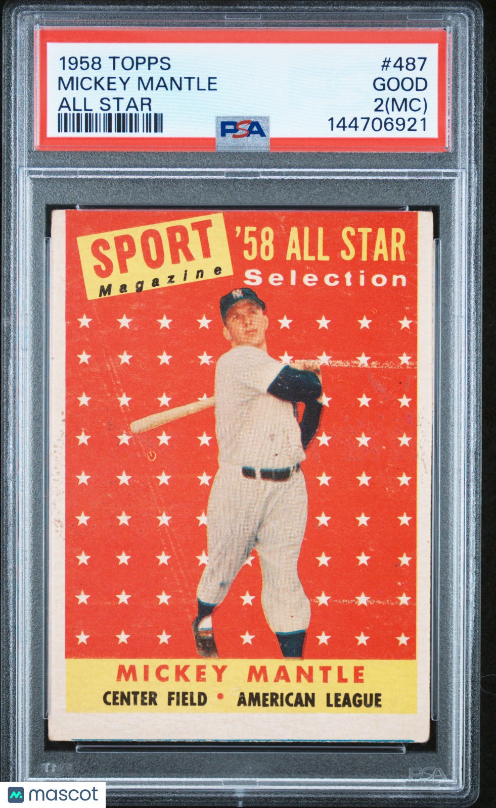 1958 Topps Mickey Mantle All Star PSA 2 (MC)