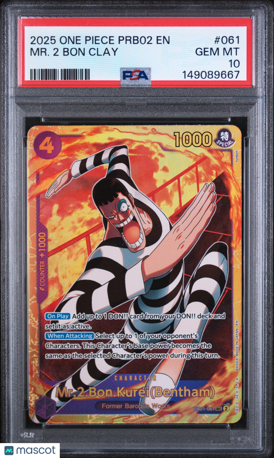 2025 One Piece Prb02-Premium Booster -The Best- Vol.2 Mr. 2 Bon Clay PSA 10
