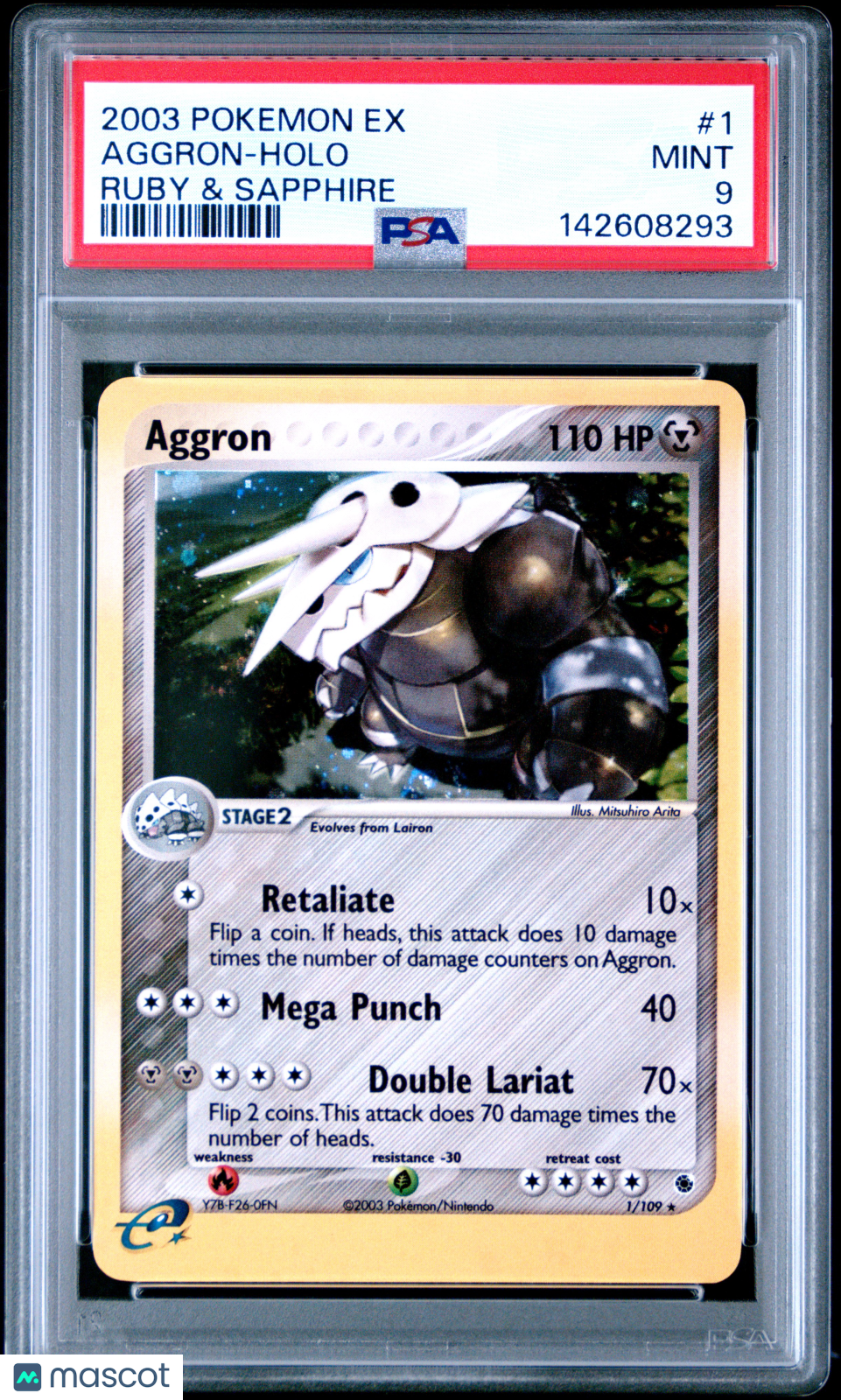 2003 Pokemon Ex Ruby & Sapphire Aggron-Holo Ruby & Sapphire PSA 9