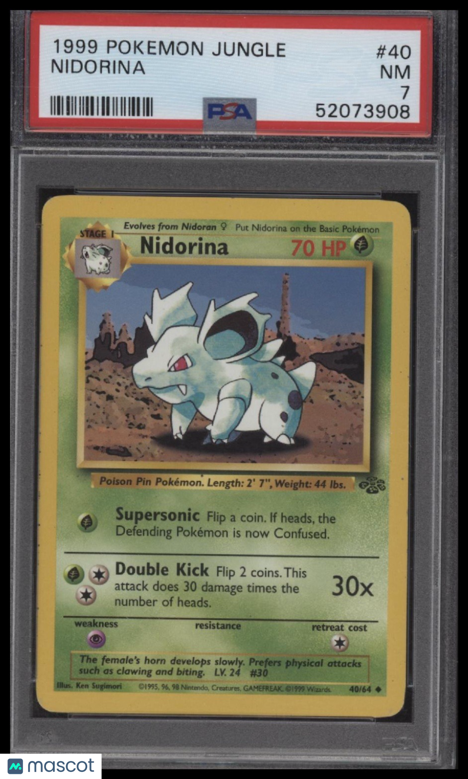 1999 Pokemon Jungle Nidorina PSA 7