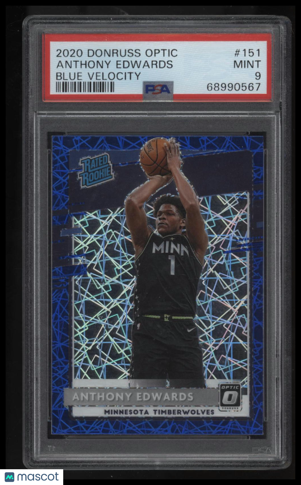 2020 Panini Donruss Optic Anthony Edwards Blue Velocity PSA 9