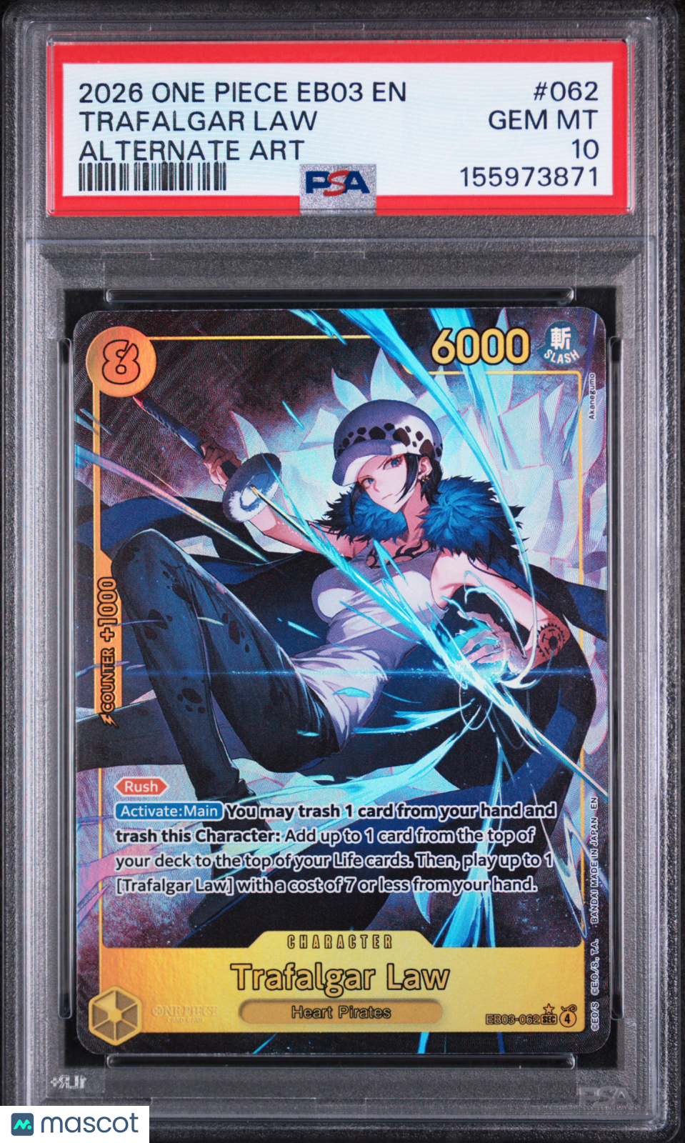 2026 One Piece Eb03- One Piece Heroines Trafalgar Law Alternate Art PSA 10
