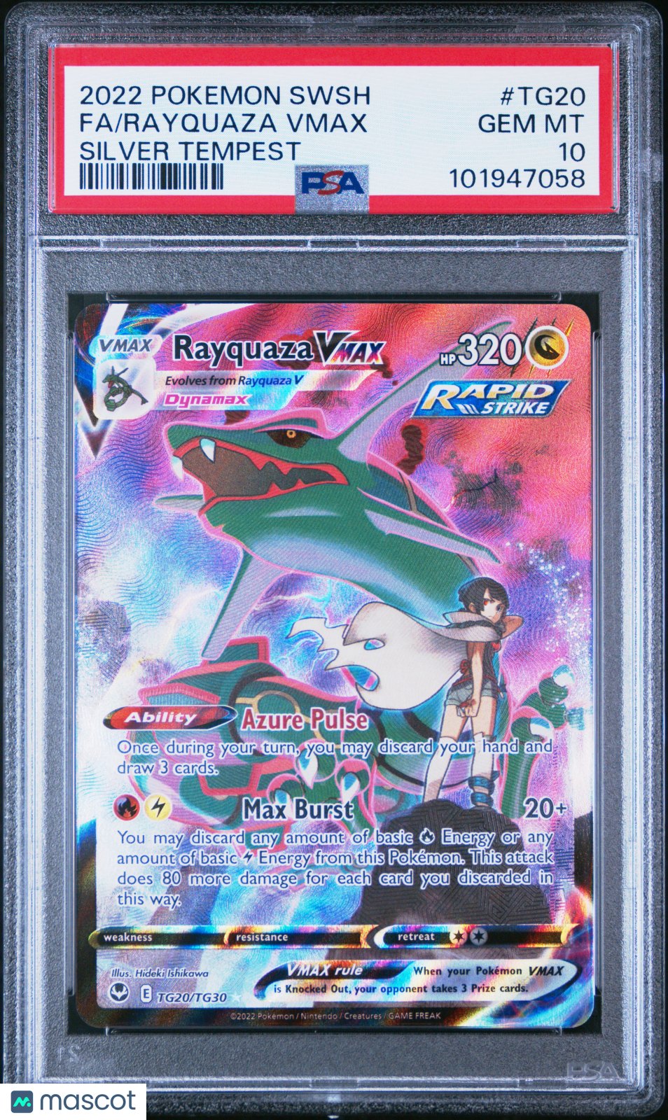 2022 Pokemon Sword & Shield Silver Tempest Fa/Rayquaza Vmax PSA 10