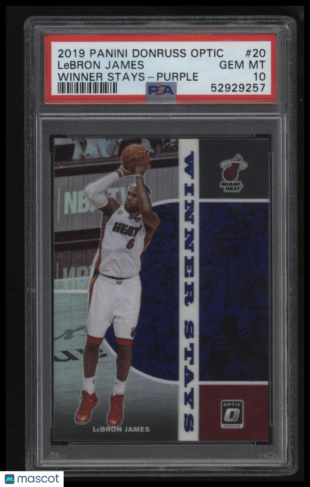 2019 Panini Donruss Optic Winner Stays Lebron James Winner Stays-Purple PSA 10