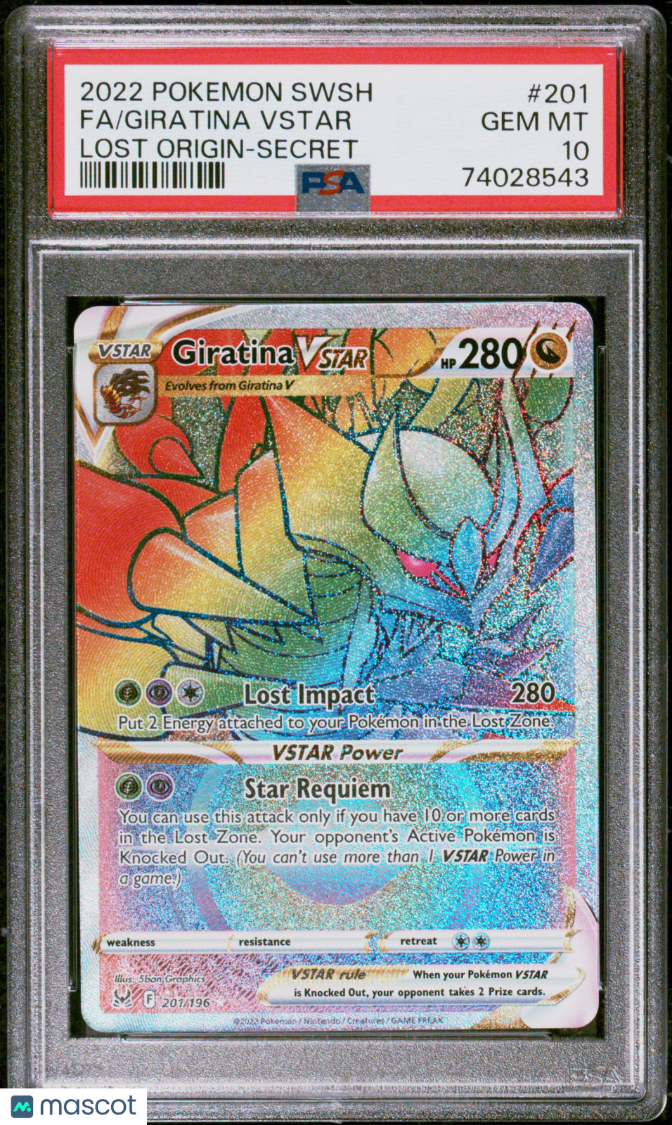 2022 Pokemon Sword & Shield Lost Origin Fa/Giratina Vstar Secret PSA 10