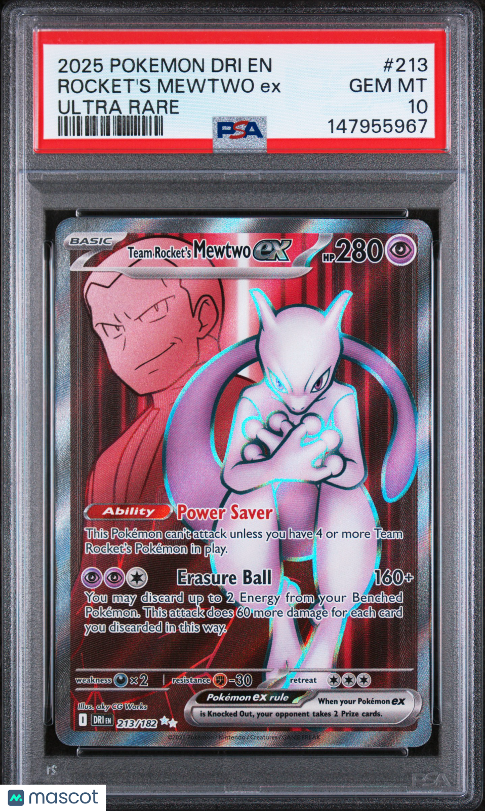 2025 Pokemon Dri En-Destined Rivals Rocket'S Mewtwo Ex Ultra Rare PSA 10
