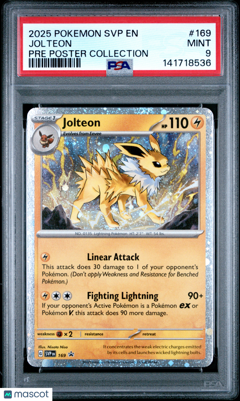 2025 Pokemon Svp En-Sv Black Star Promo Jolteon Pre Poster Collection PSA 9