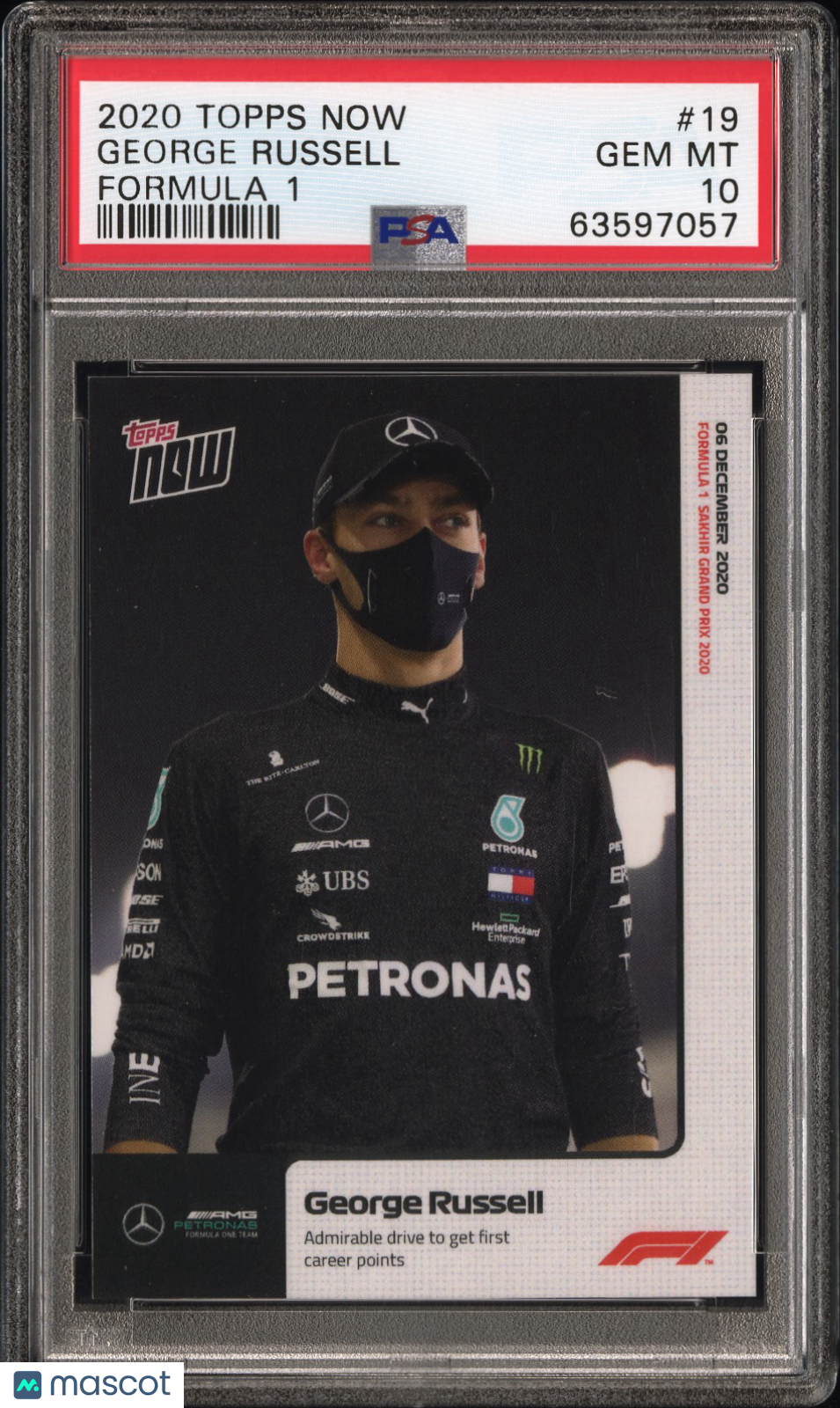 2020 Topps Now Formula 1 George Russell Formula 1 PSA 10
