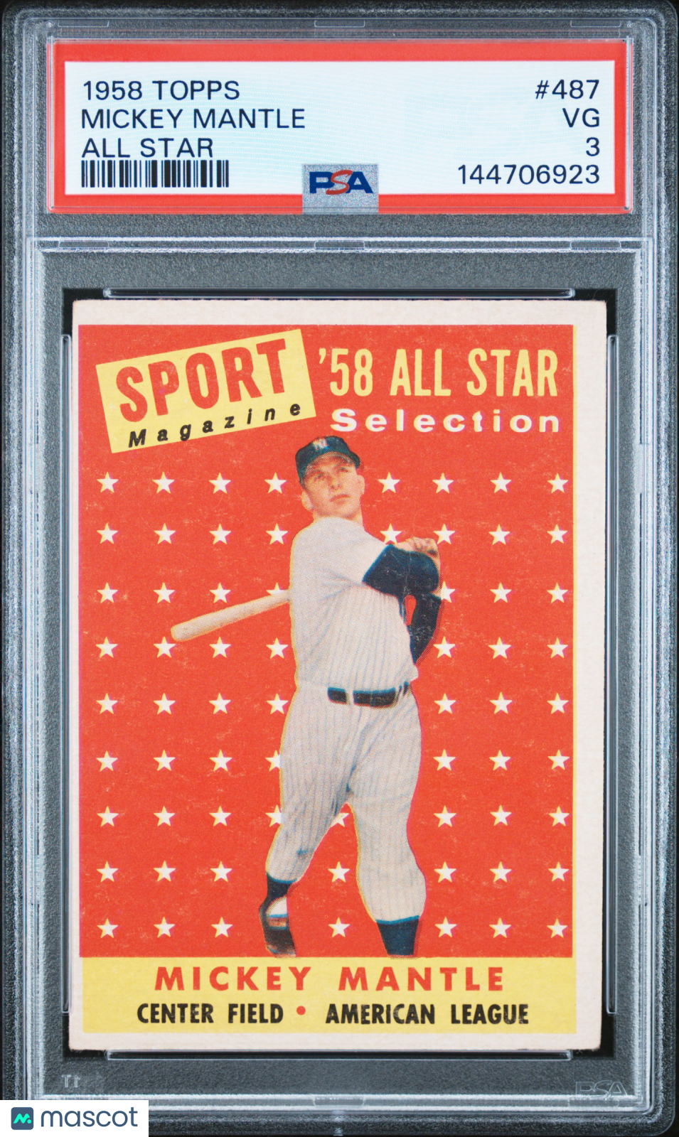 1958 Topps Mickey Mantle All Star PSA 3