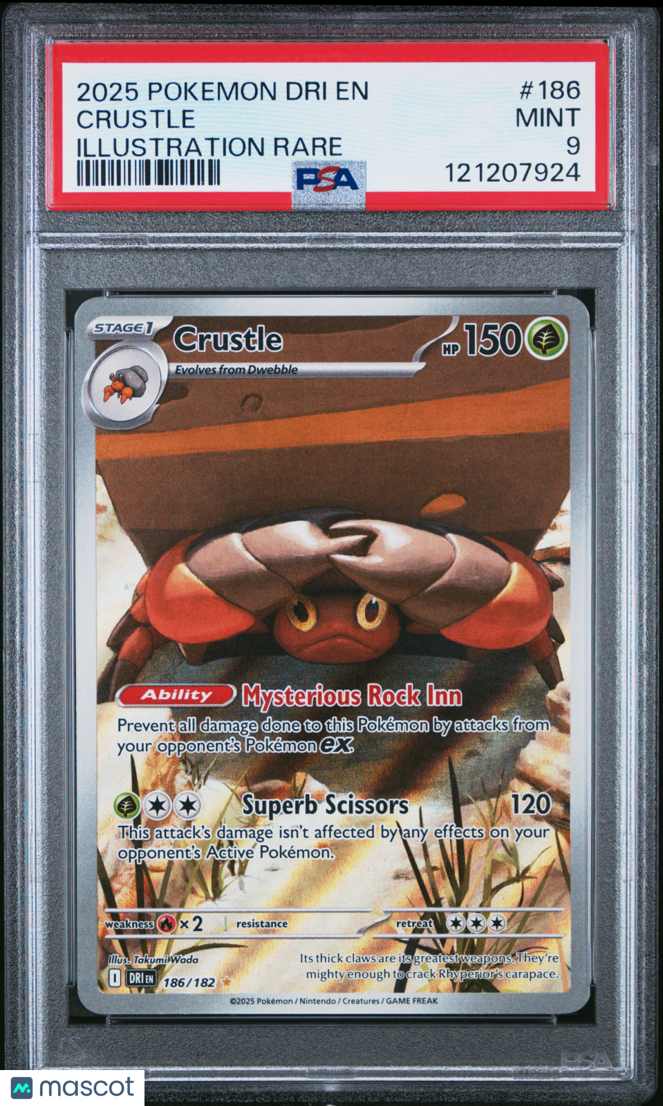 2025 Pokemon Dri En-Destined Rivals Crustle Illustration Rare PSA 9