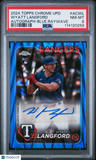2024 Topps Chrome Update Autogs Wyatt Langford Blue Raywave PSA 8