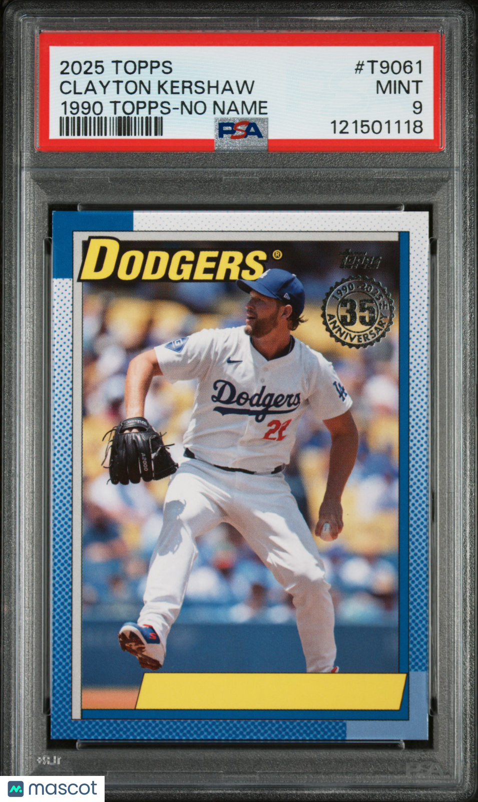 2025 Topps 1990 Topps Baseball Clayton Kershaw 1990 Topps-No Name PSA 9