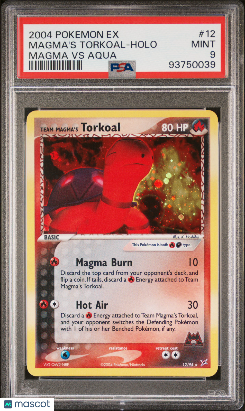 2004 Pokemon Ex Team Magma Vs Team Aqua Magma&#39;S Torkoal-Holo PSA 9