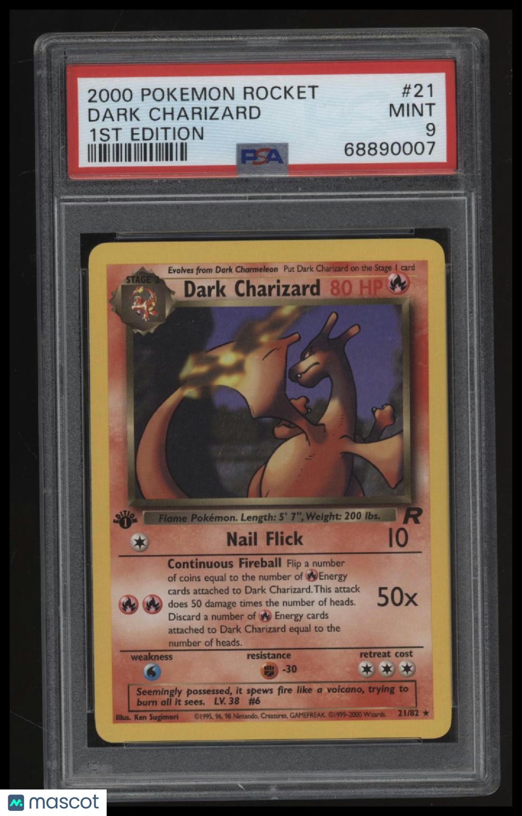 2000 Pokemon Rocket Dark Charizard 1st Edition PSA 9