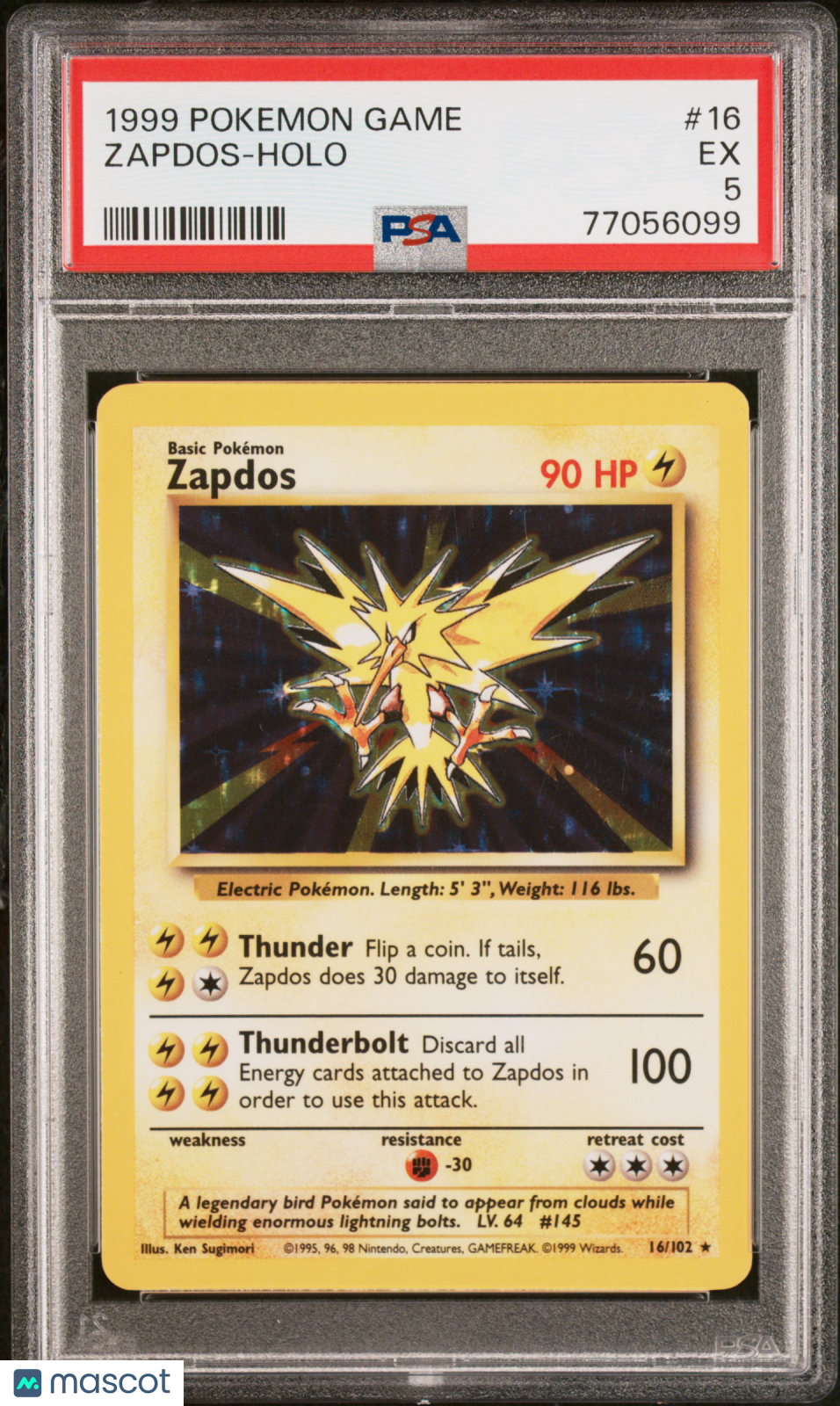 1999 Pokemon Game Zapdos-Holo PSA 5