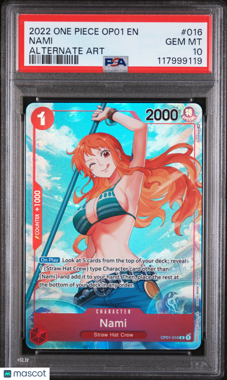 2022 One Piece Op01-Romance Dawn Nami Alternate Art PSA 10