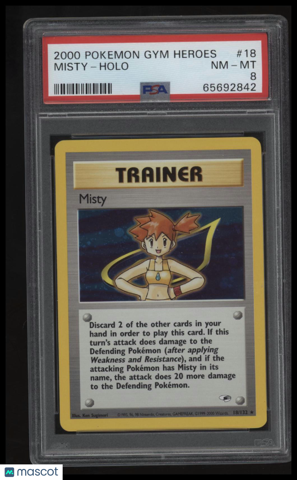 2000 Pokemon Gym Heroes Misty-Holo PSA 8