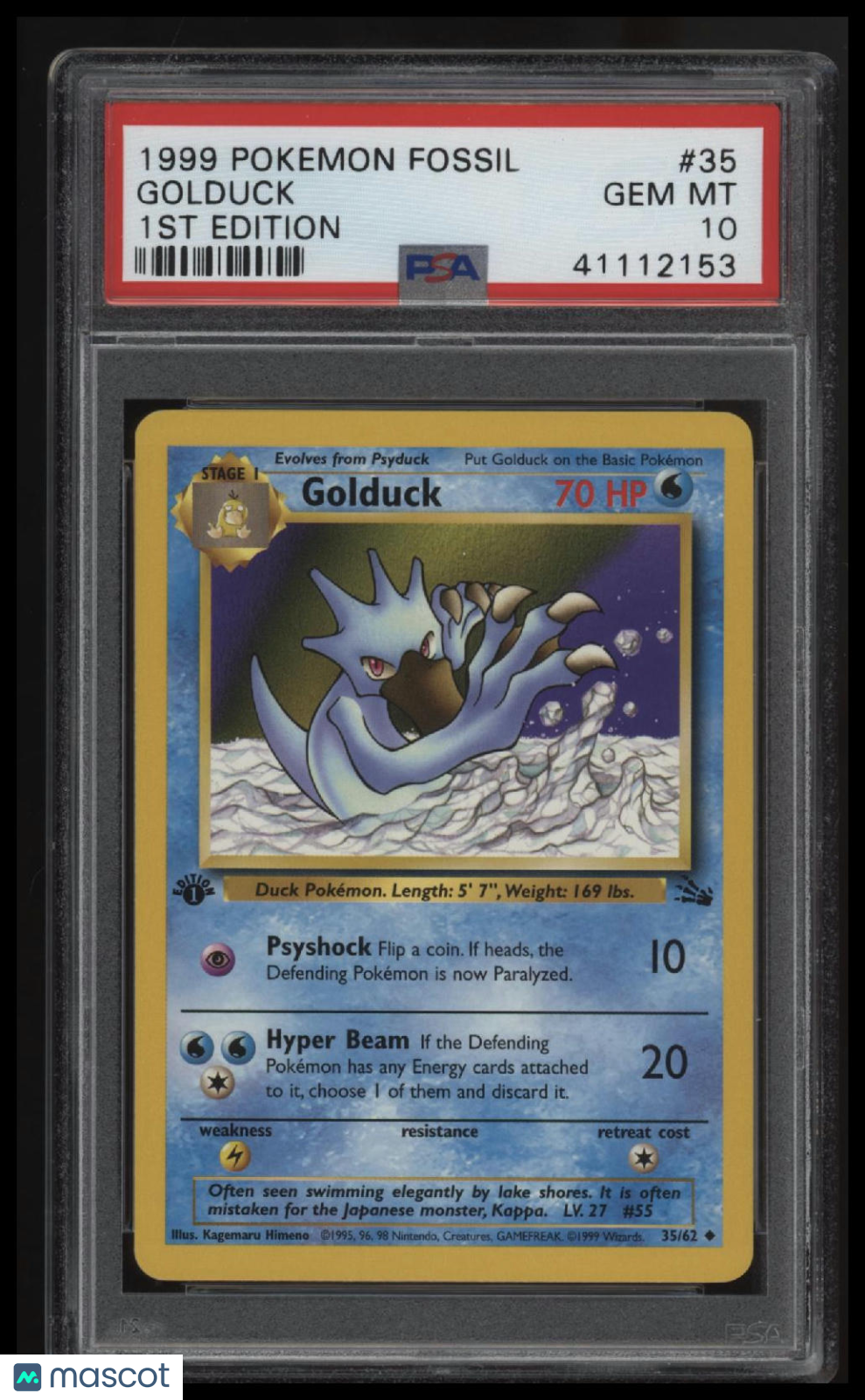1999 Pokemon Fossil Golduck 1st Edition PSA 10