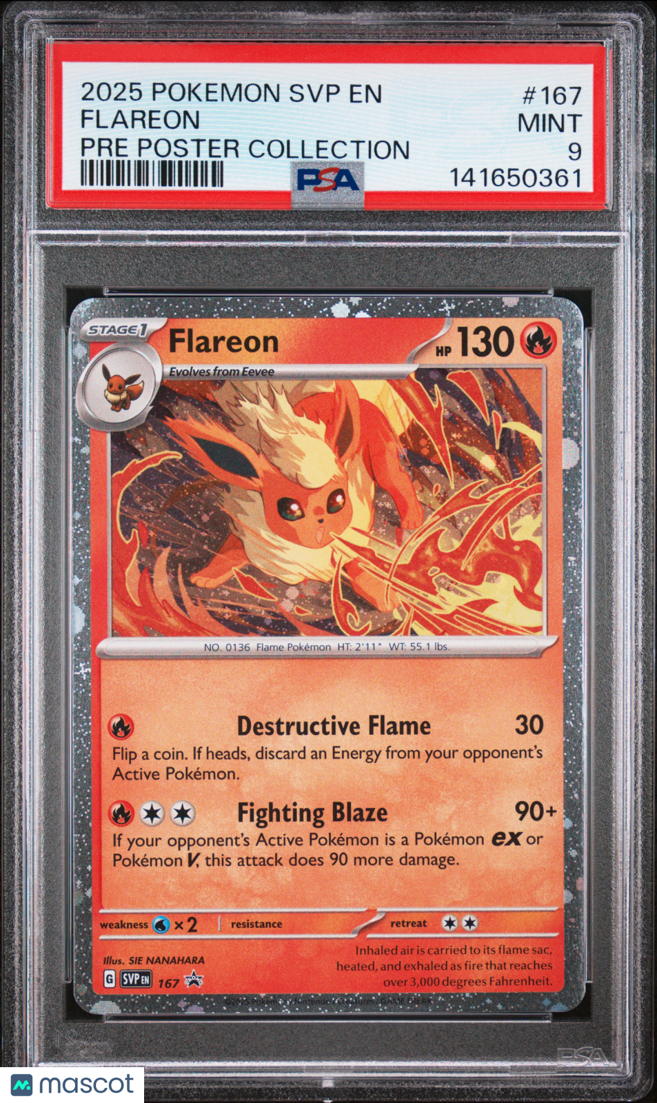 2025 Pokemon Svp En-Sv Black Star Promo Flareon Pre Poster Collection PSA 9