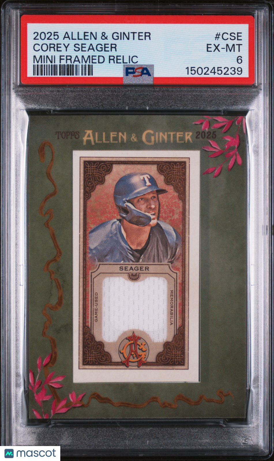 2025 Topps Allen & Ginter Mini Framed Relics Corey Seager PSA 6