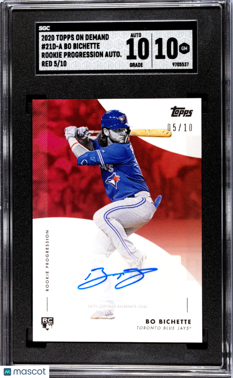 2020 Topps On Demand Bo Bichette Rookie Progression Auto. Red /10 SGC 10