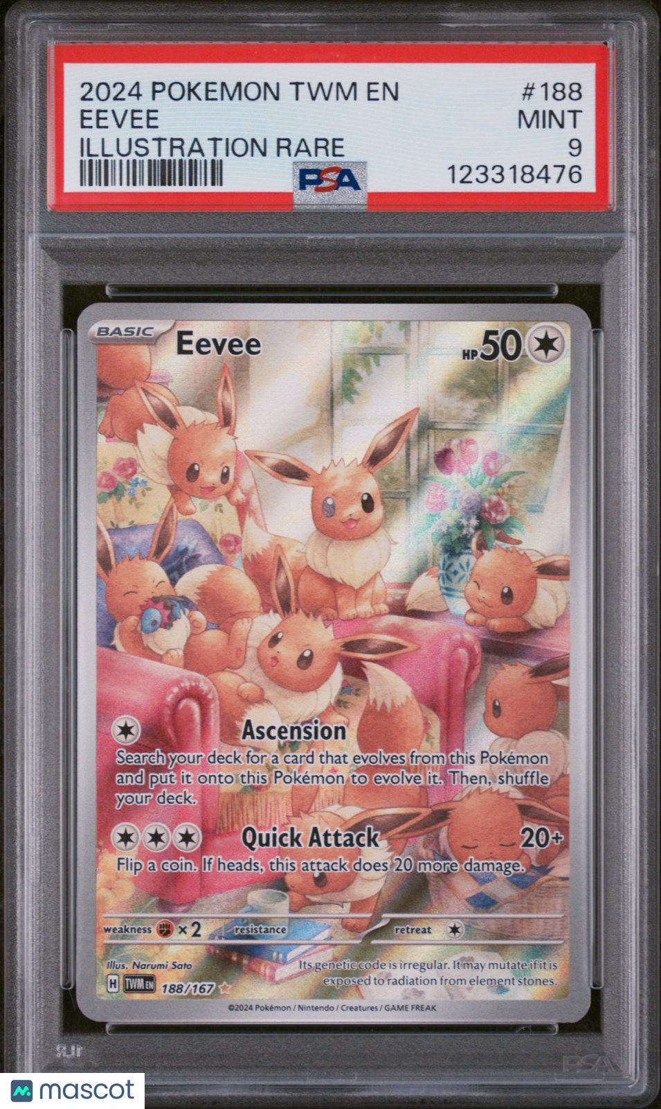2024 Pokemon Twm En-Twilight Masquerade Eevee Illustration Rare PSA 9