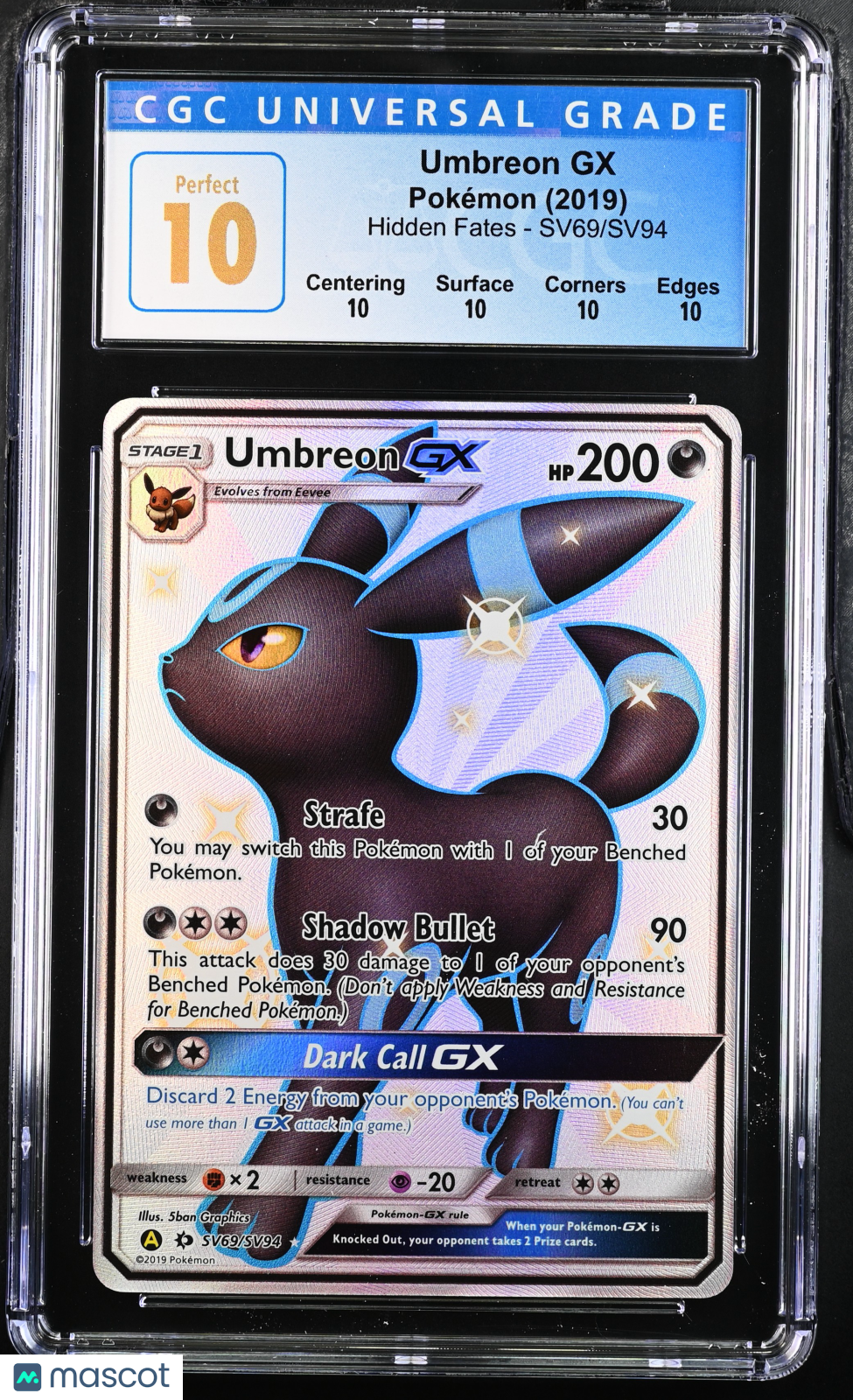 2019 Hidden Fates Umbreon GX CGC Perfect 10