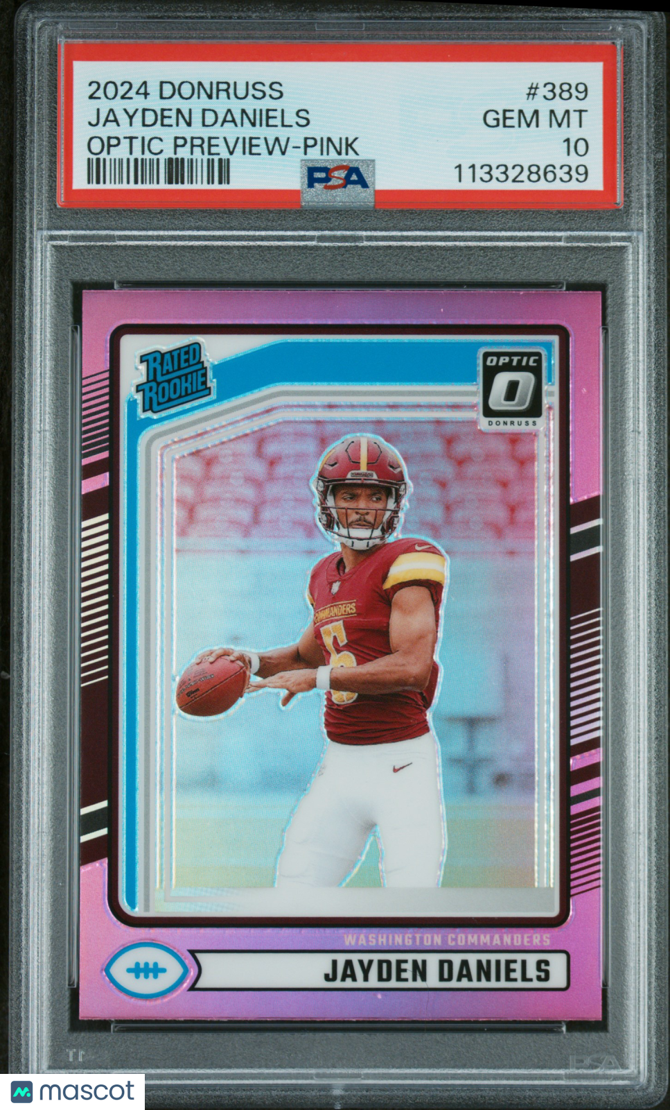2024 Panini Donruss Jayden Daniels Optic Preview-Pink PSA 10