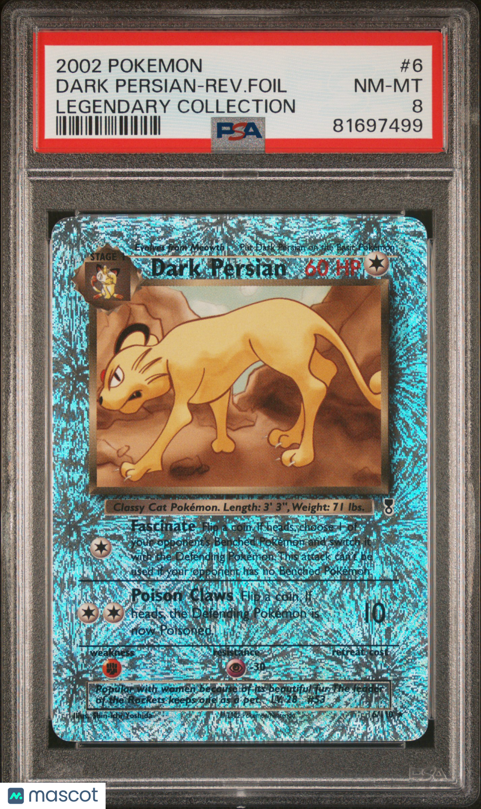 2002 Pokemon Legendary Collection Dark Persian-Rev.Foil PSA 8