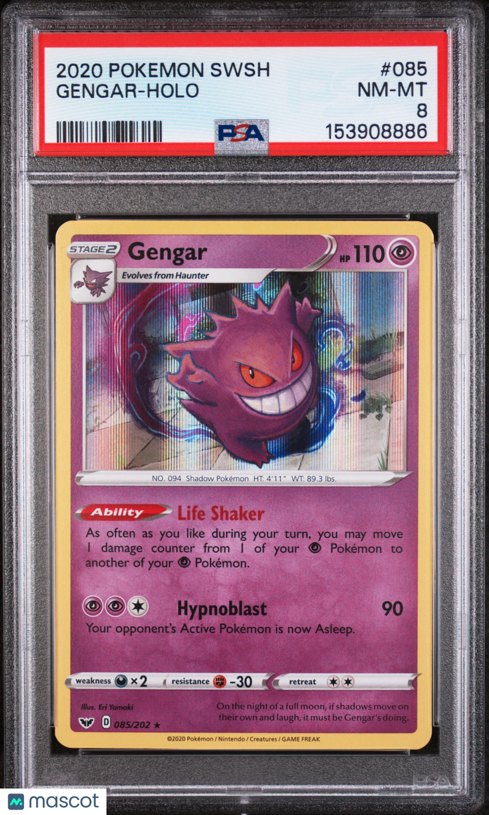 2020 Pokemon Sword & Shield Gengar-Holo PSA 8