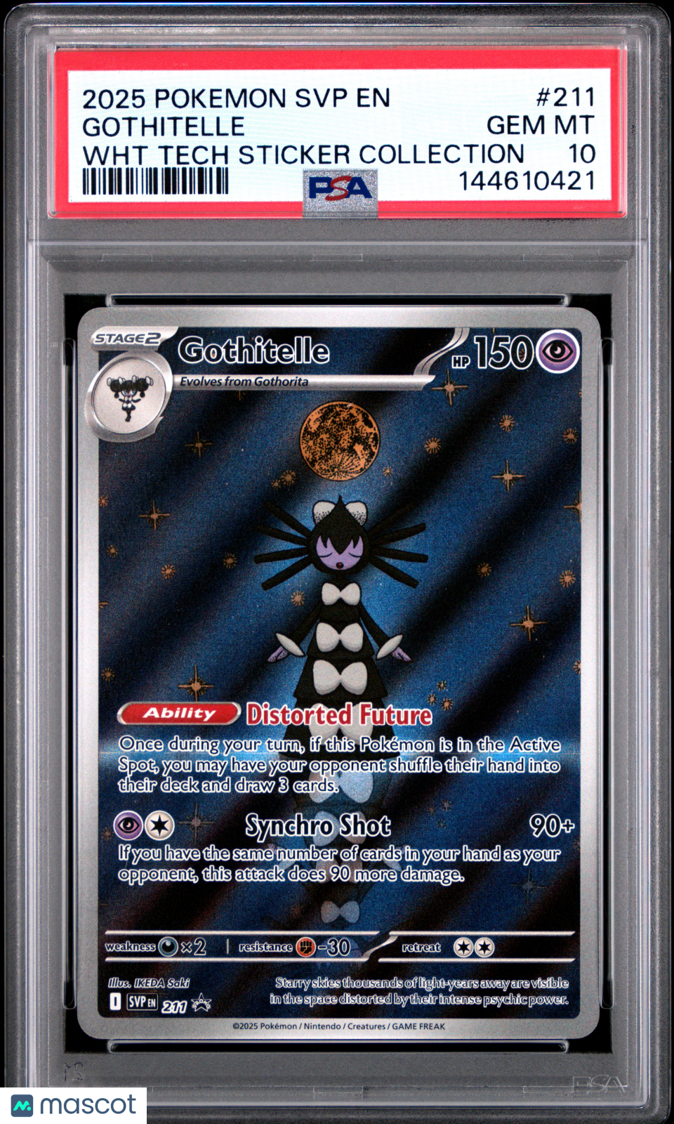 2025 Pokemon Black Star Promo Gothitelle Wht Tech Sticker Collection PSA 10