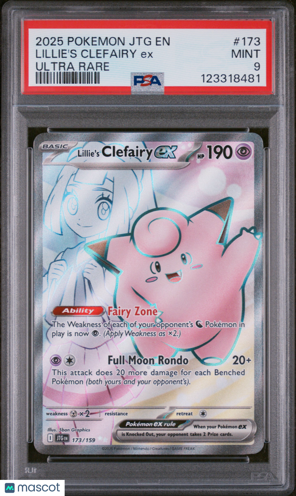 2025 Pokemon Jtg En-Journey Together Lillie'S Clefairy Ex Ultra Rare PSA 9