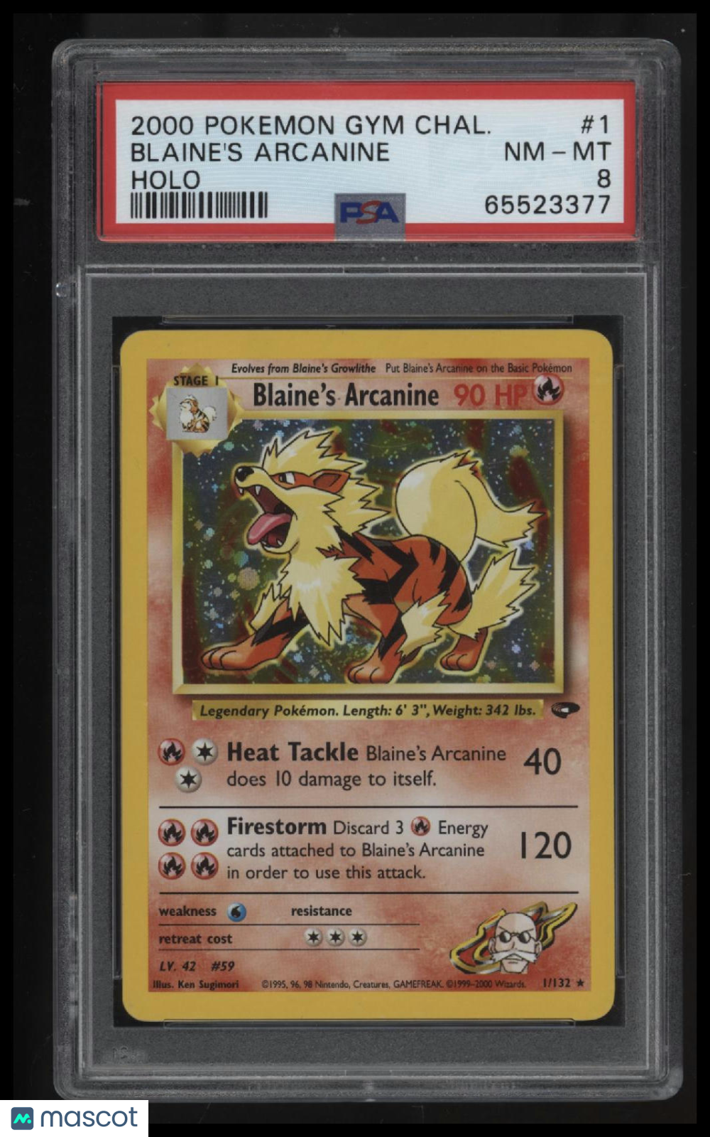 2000 Pokemon Gym Challenge Blaine'S Arcanine Holo PSA 8