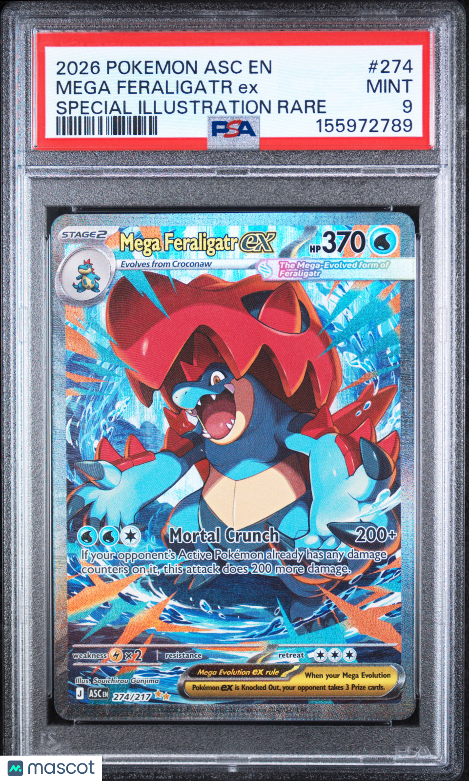 2026 Pokemon Ascended Heroes Mega Feraligatr Ex Special Illustration Rare PSA 9