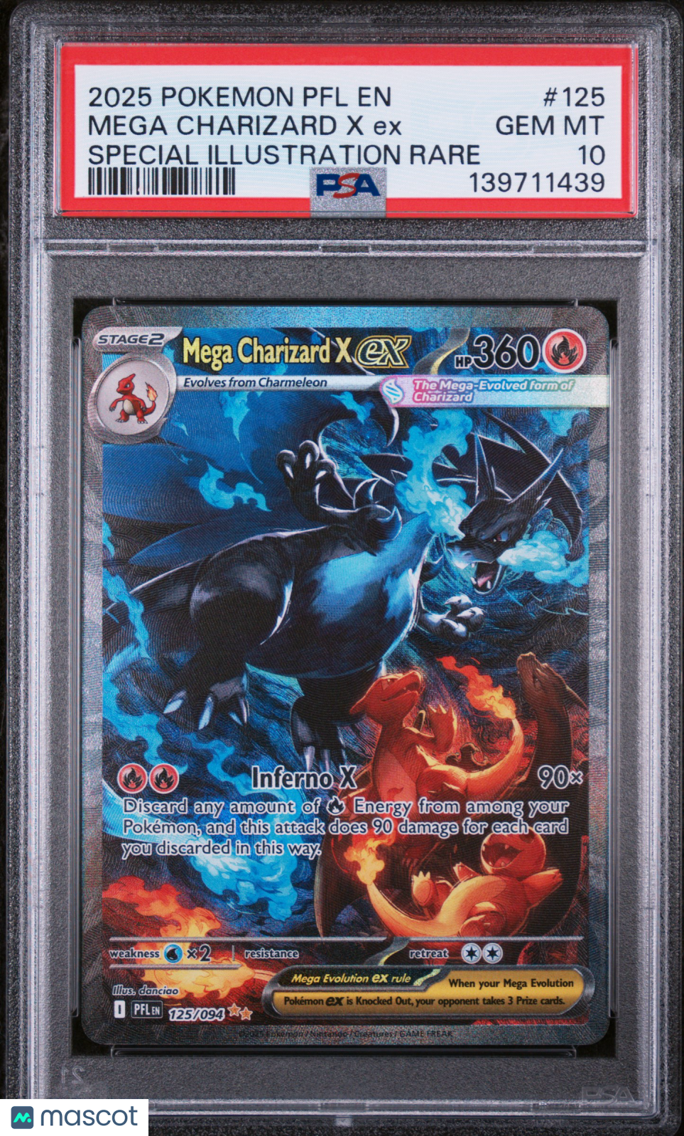 2025 Pokemon Pfl En-Phantasmal Flames Mega Charizard X Ex SIR PSA 10