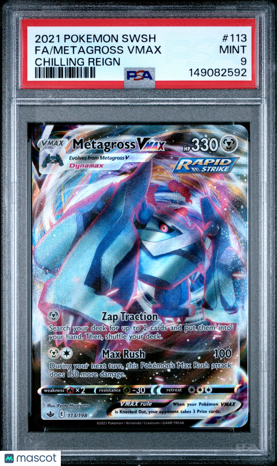 2021 Pokemon Sword & Shield Chilling Reign Fa/Metagross Vmax PSA 9