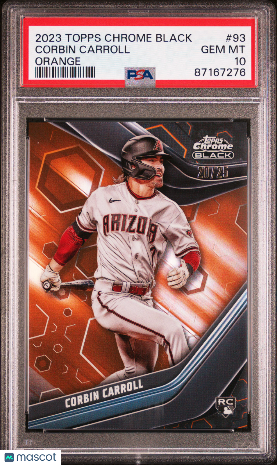 2023 Topps Chrome Black Corbin Carroll Orange Refractor PSA 10