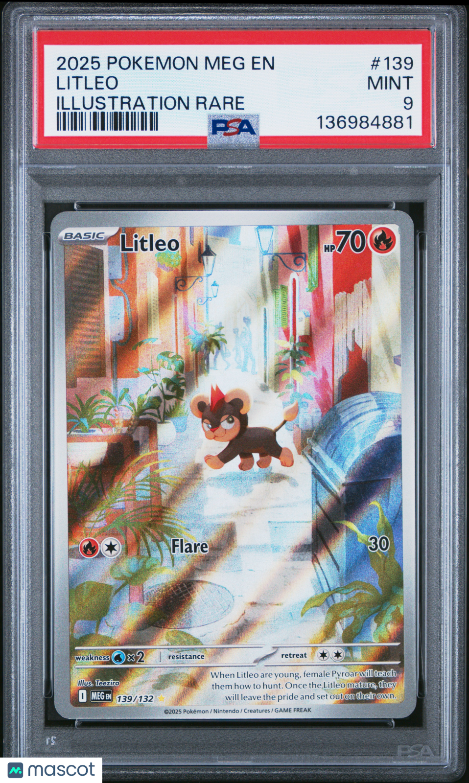 2025 Pokemon Meg En-Mega Evolution Litleo Illustration Rare PSA 9