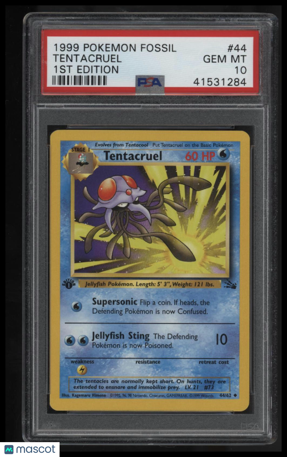 1999 Pokemon Fossil Tentacruel 1st Edition PSA 10