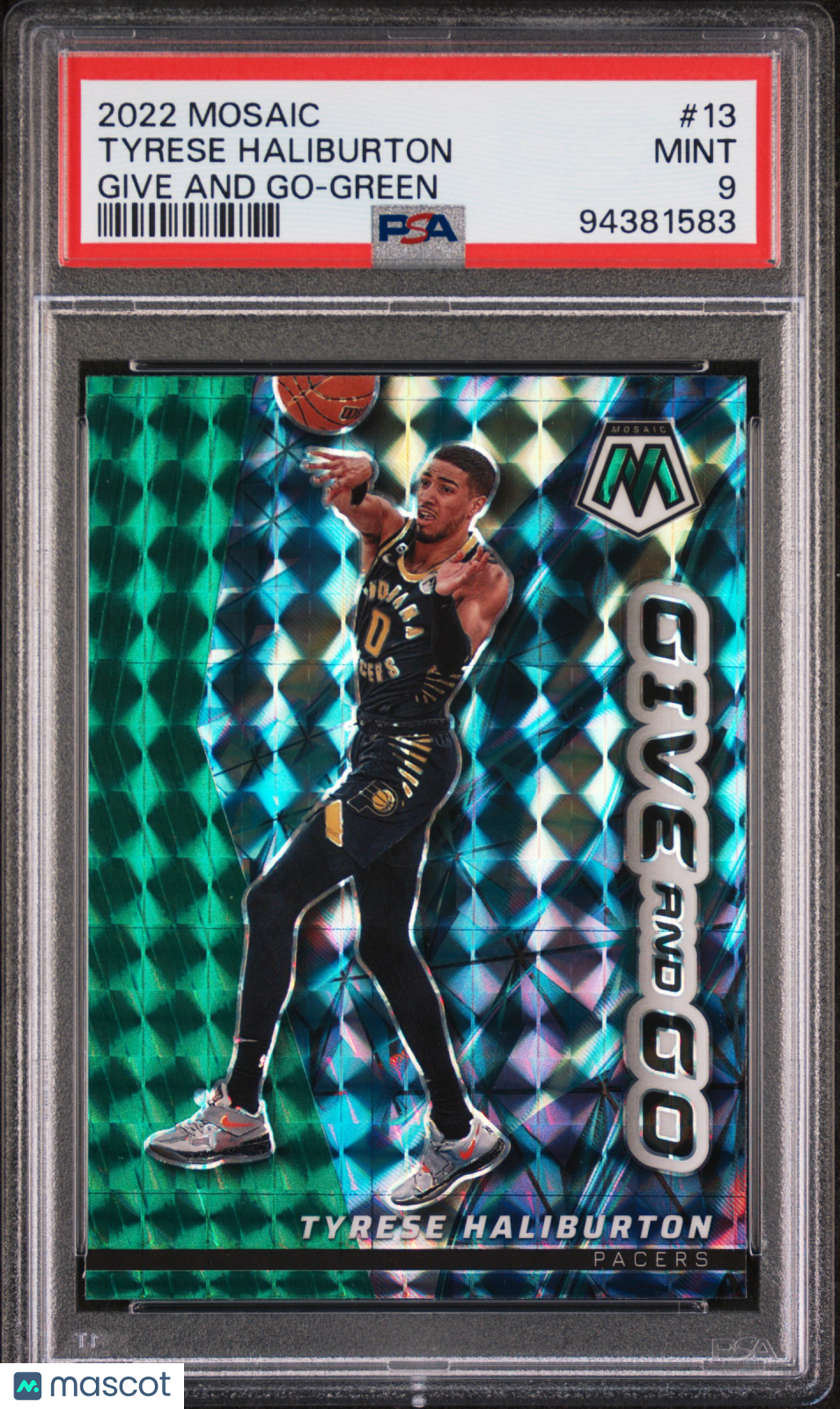 2022 Panini Mosaic Give And Go Tyrese Haliburton Give And Go-Green PSA 9