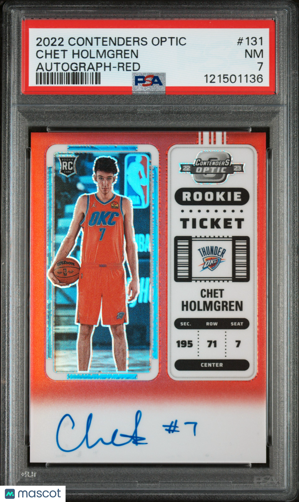 2022 Panini Contenders Optic Chet Holmgren Autograph-Red PSA 7