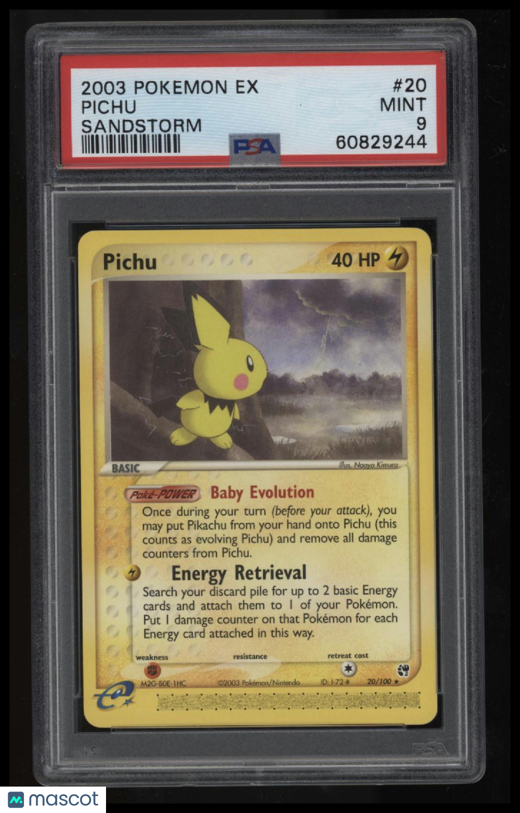 2003 Pokemon Ex Sandstorm Pichu Sandstorm PSA 9