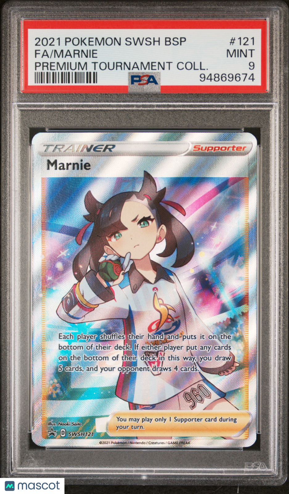 2021 Pokemon Black Star Promo Fa/Marnie Premium Tournament Coll. PSA 9 94869674