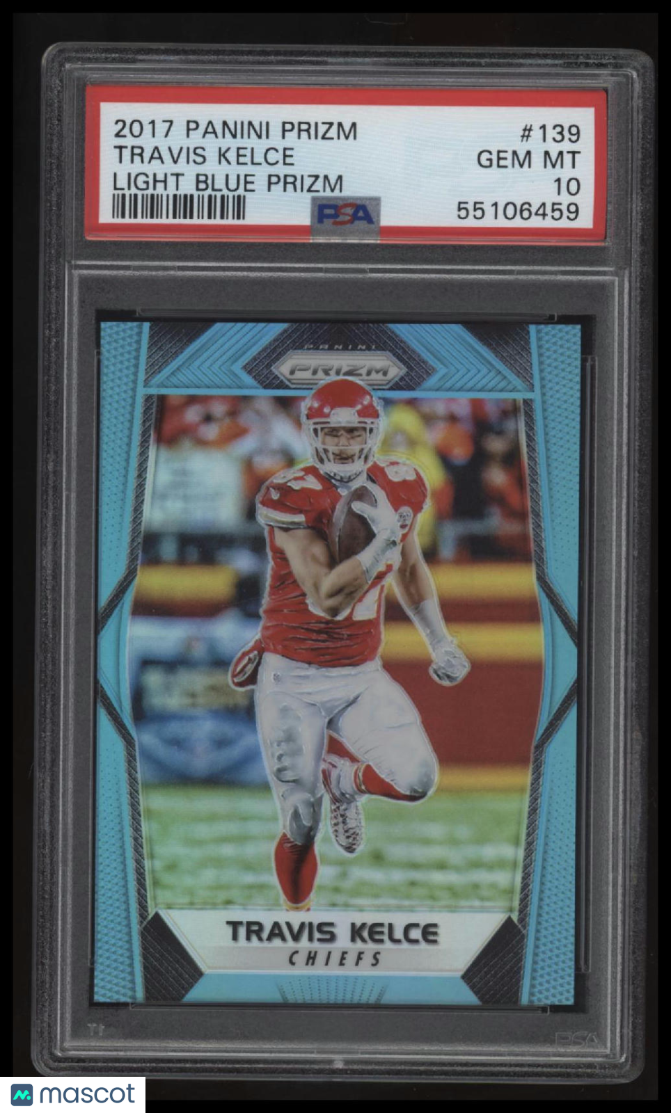 2017 Panini Prizm Travis Kelce Light Blue Prizm PSA 10
