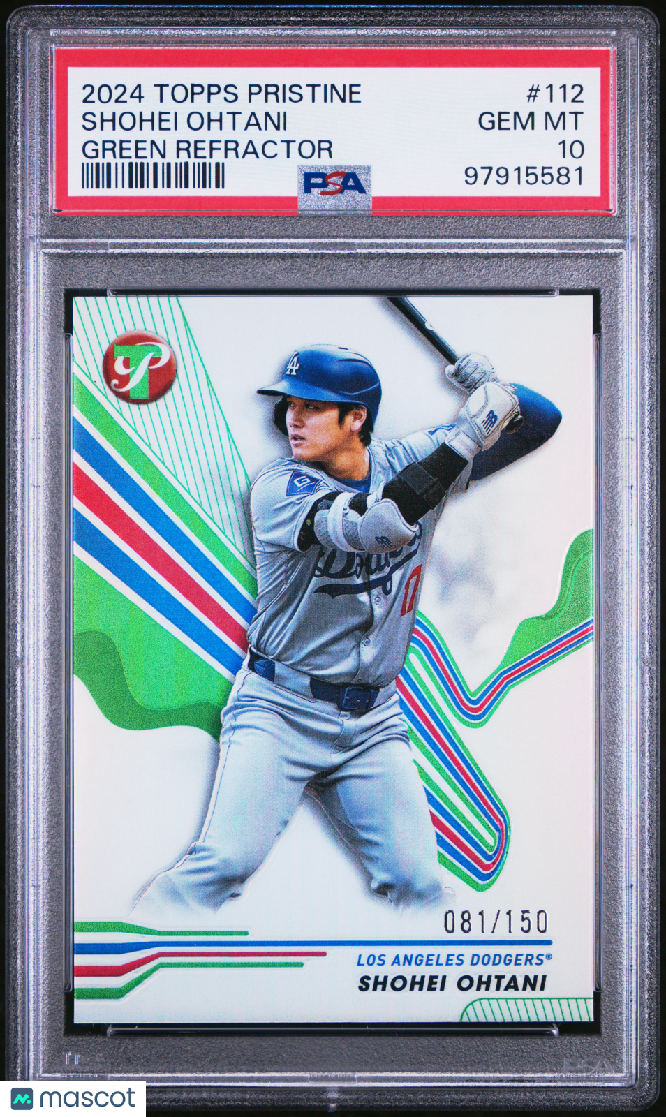 2024 Topps Pristine Shohei Ohtani Green Refractor PSA 10