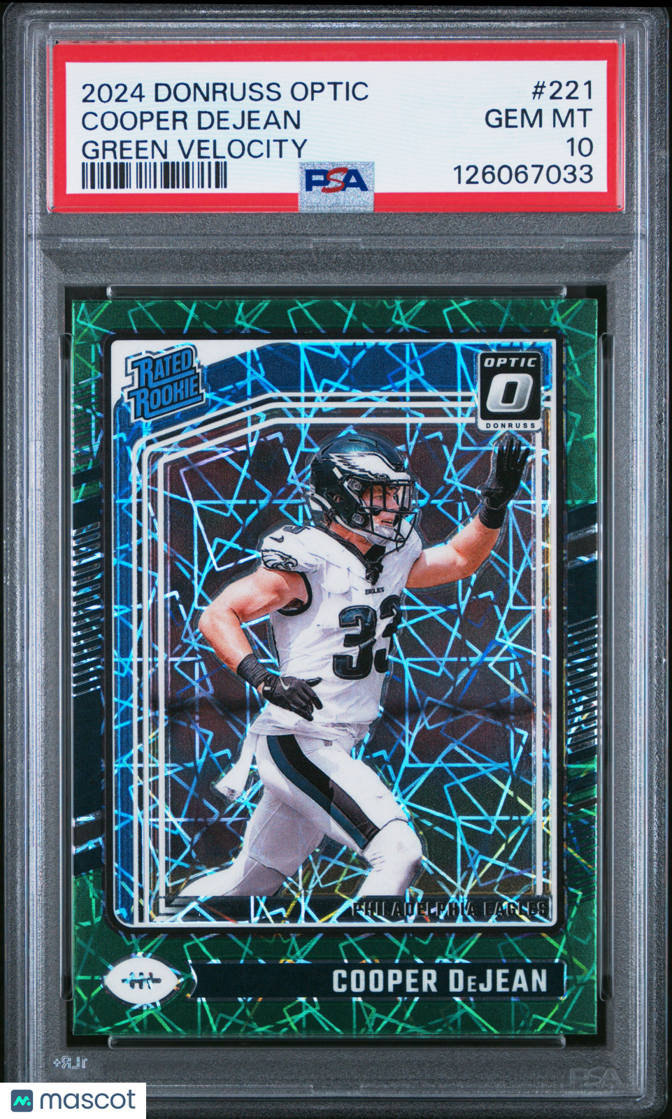 2024 Panini Donruss Optic Cooper Dejean Green Velocity PSA 10