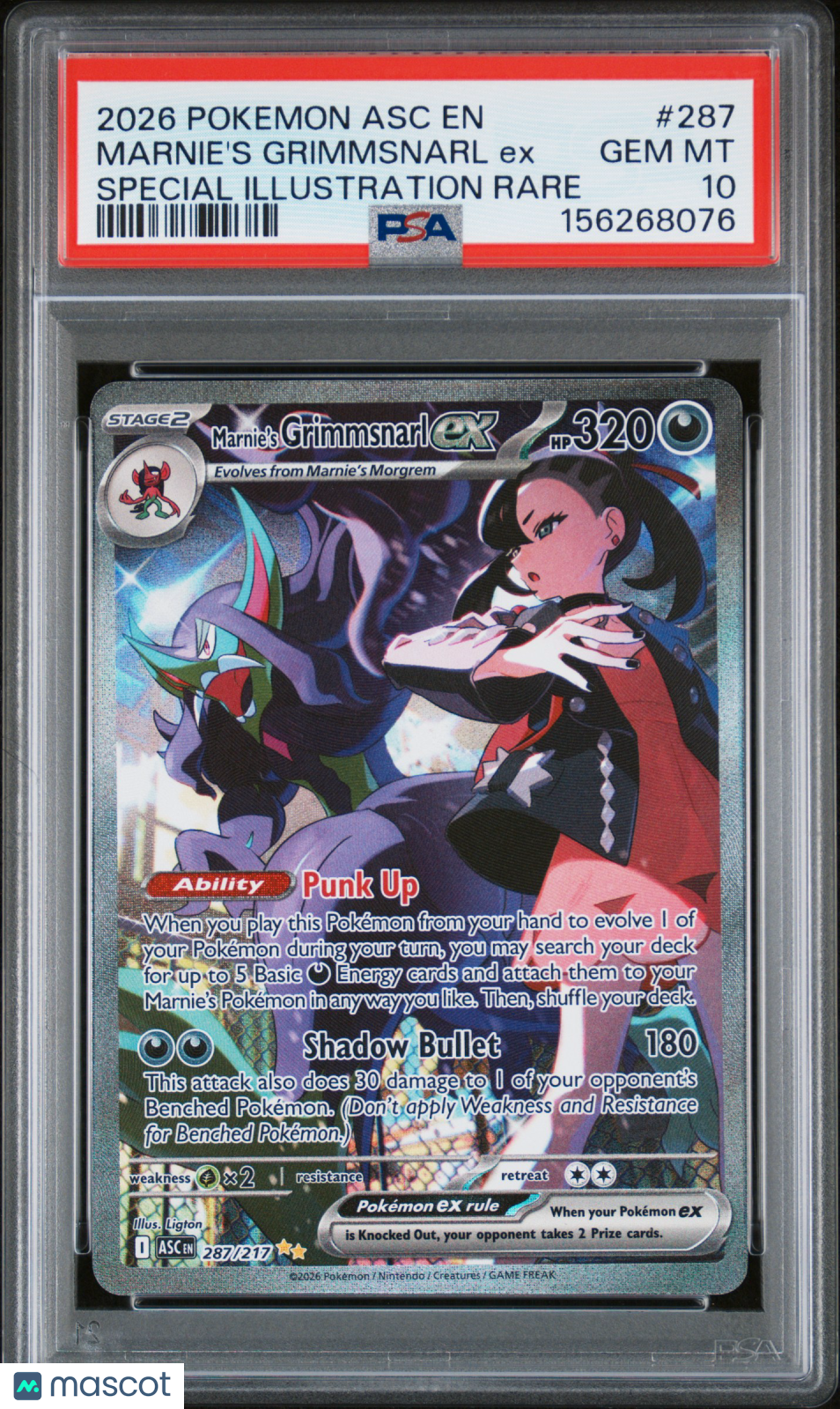 2026 Pokemon Asc En-Ascended Heroes Marnie's Grimmsnarl Ex SIR PSA 10