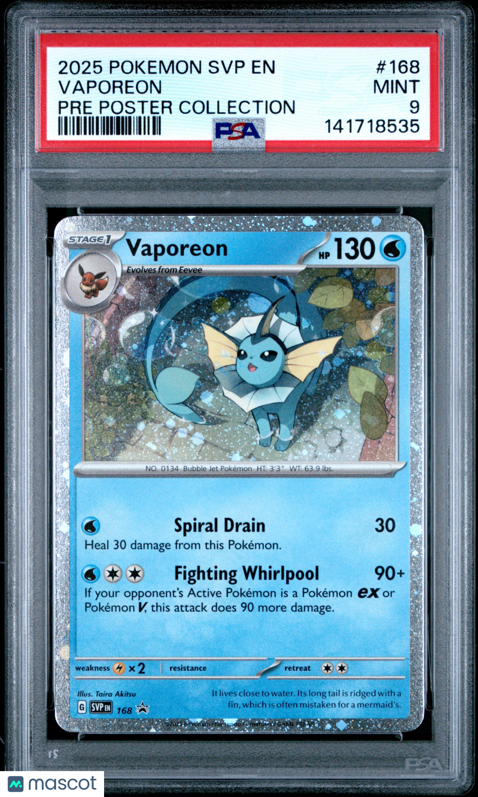 2025 Pokemon Svp En-Sv Black Star Promo Vaporeon Pre Poster Collection PSA 9