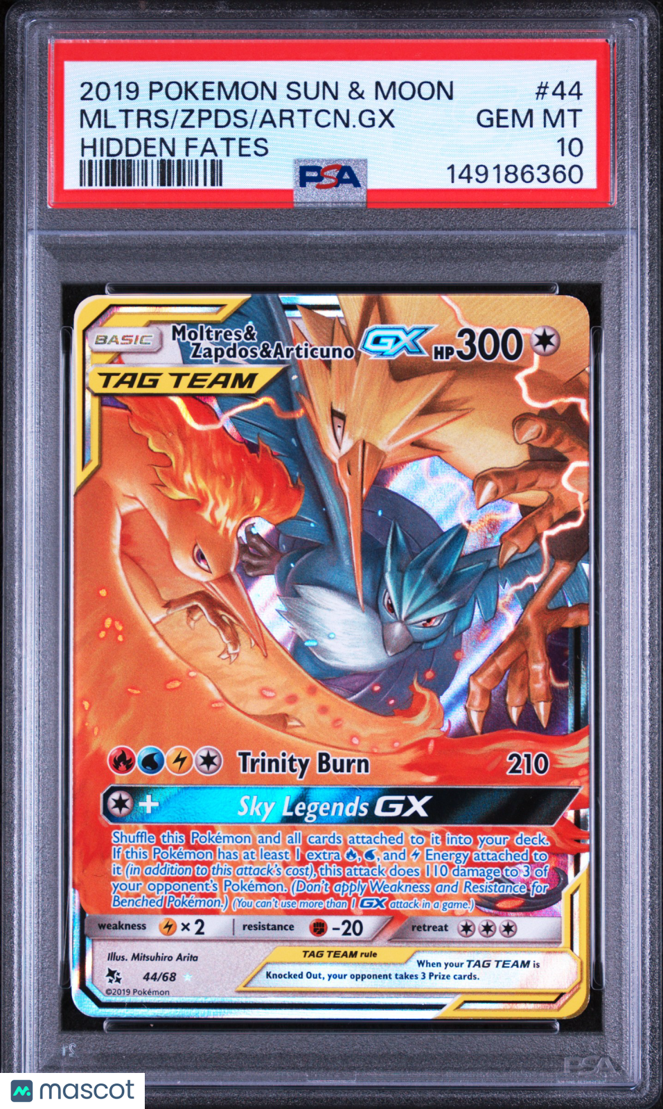 2019 Pokemon Sun & Moon Hidden Fates Mltrs/Zpds/Artcn.Gx Hidden Fates PSA 10