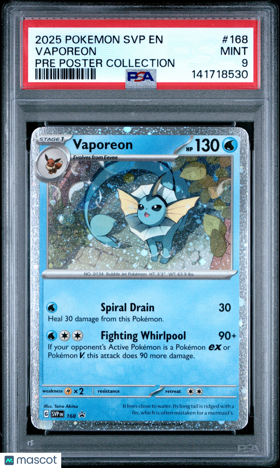 2025 Pokemon Svp En-Sv Black Star Promo Vaporeon Pre Poster Collection PSA 9